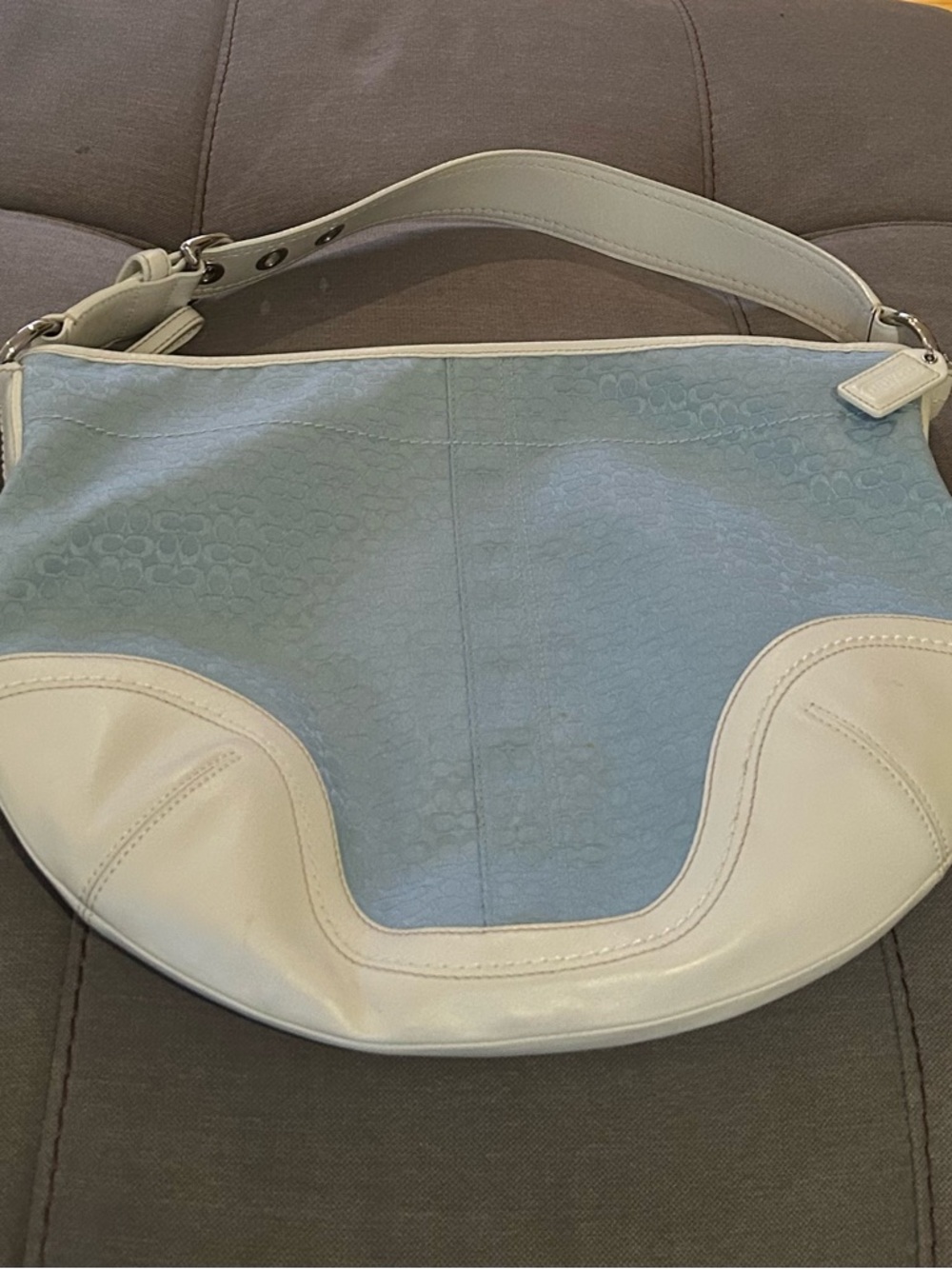 Coach Light Blue and Cream Hobo Shoulder Bag. Never used!